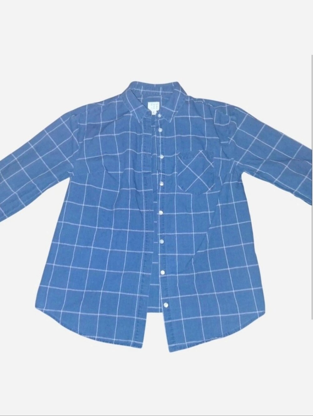 S | A New Day blue and white button up shirt